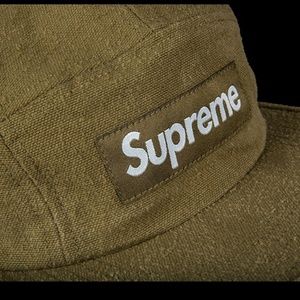 Supreme FW18 olive canvas 5 panel hat